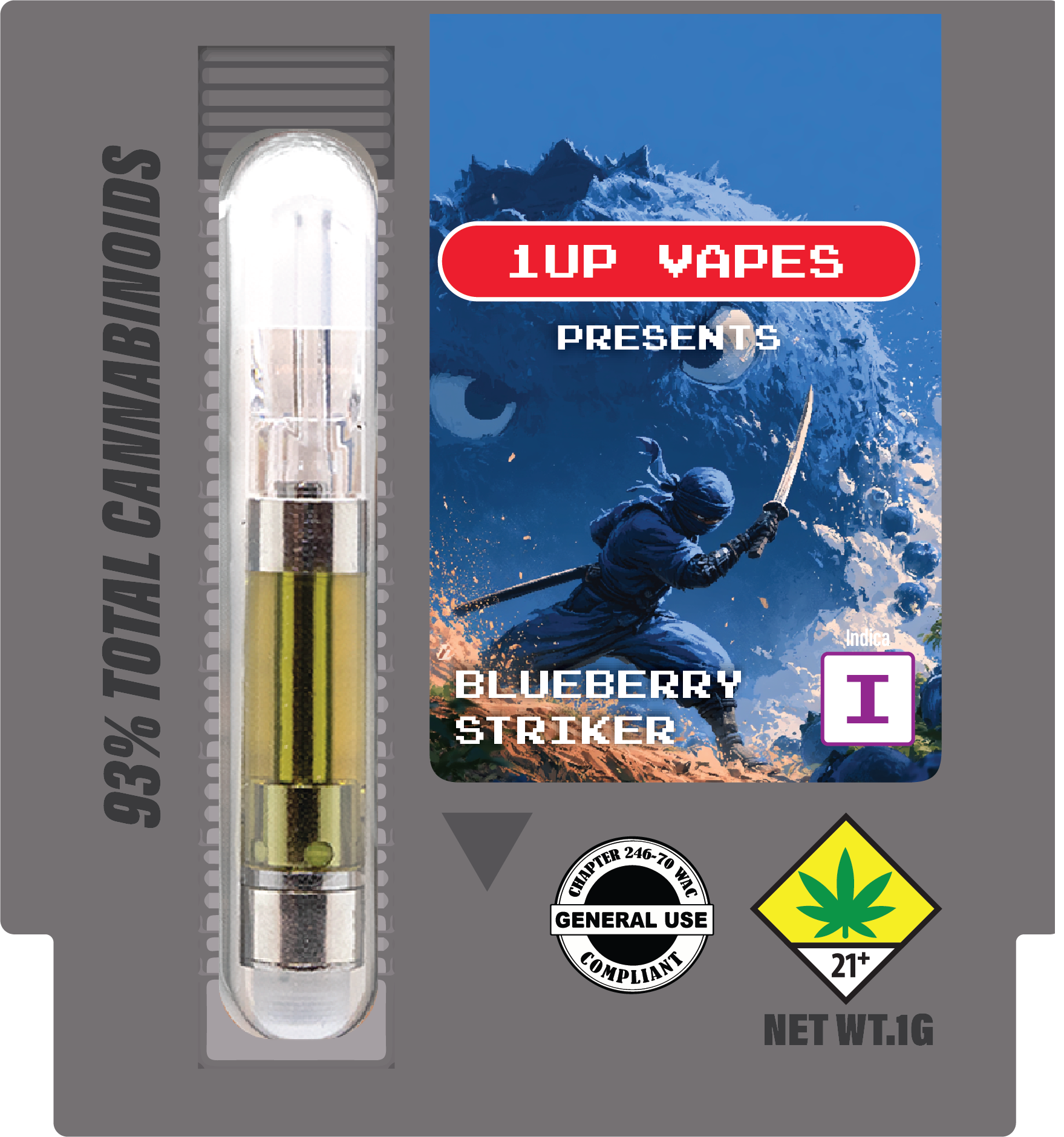 Blueberry Striker 1UP vape package